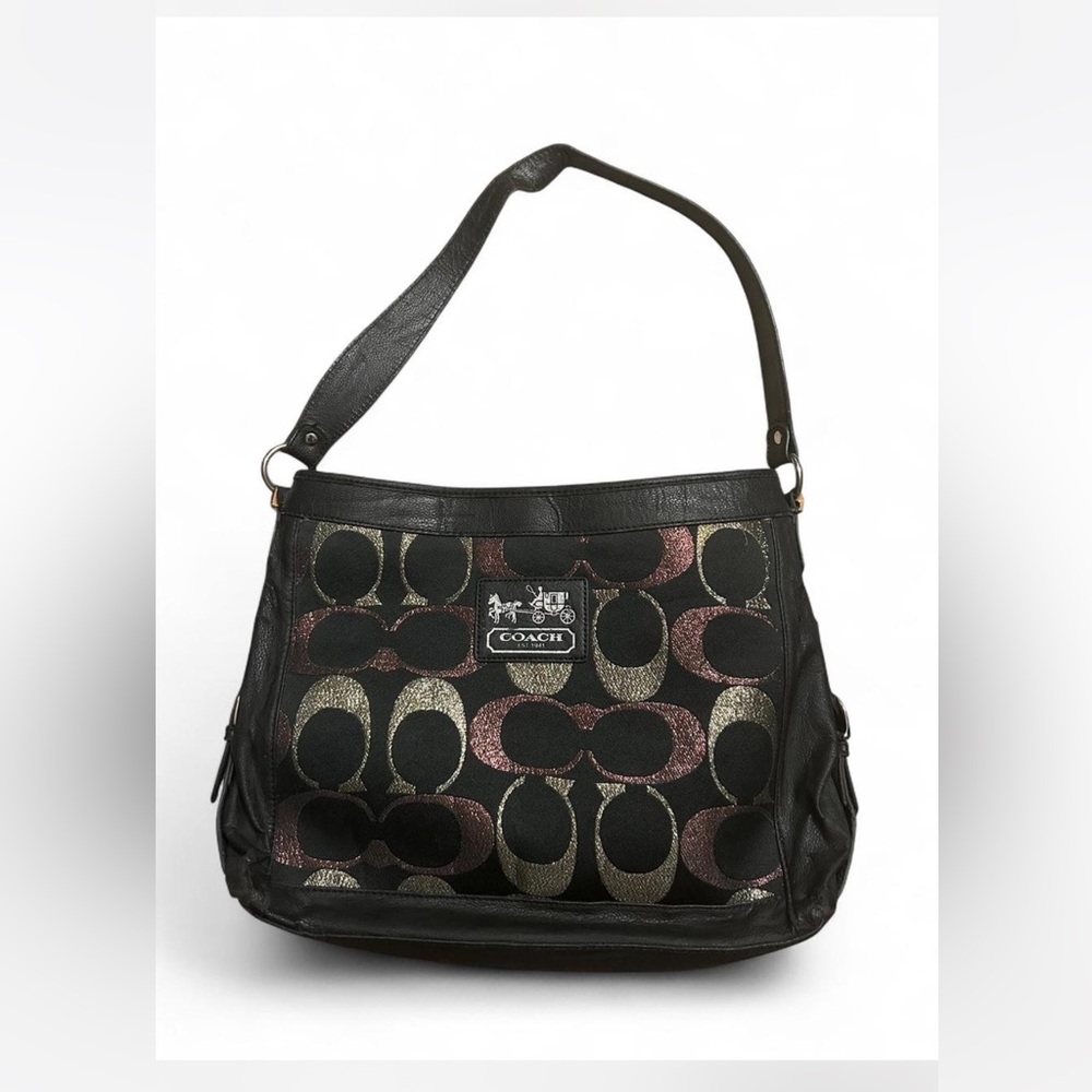 Coach Black and Metallic Shoulder Bag